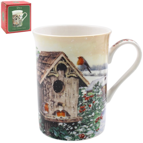 Christmas Robins Festive Fine China Mug - Gift Boxed