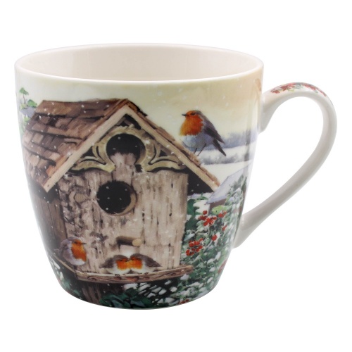 Christmas Robin Breakfast Mug Cup - Robins Festive Mug