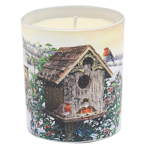 Christmas Robin Scented Candle Vanilla & Cinnamon Ceramic Candle Jar Gift Boxed