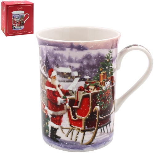 Santa Claus Christmas Fine China Mug - Gift Boxed