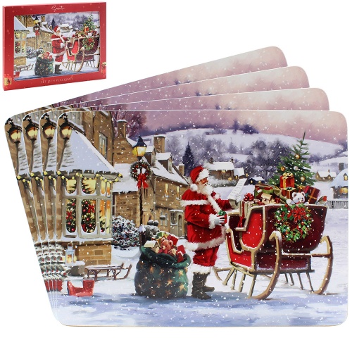 Santa Christmas Scene Placemats - Set of 4 Place mats
