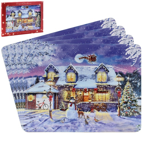 The Christmas Magic of Christmas Scene Placemats - Set of 4 Dining Table Place Mats