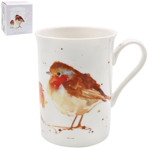 Winter Robin Christmas Fine China Mug Gift Boxed