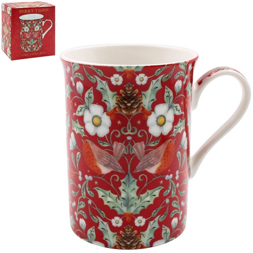 William Morris Christmas Berry Thief Fine China Mug Gift Boxed