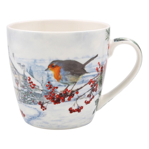 Christmas Robins Breakfast Mug Gift Boxed