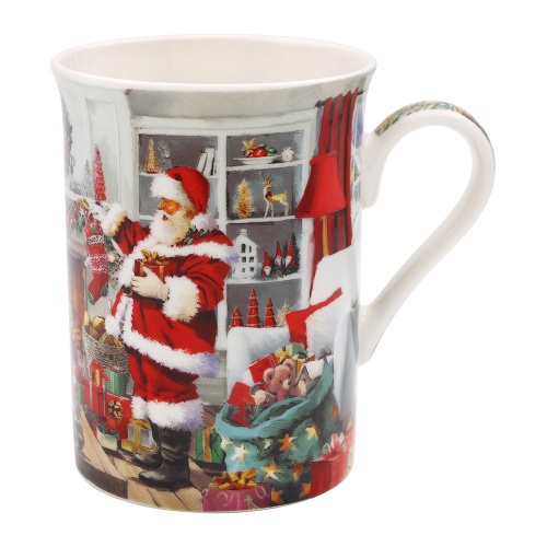 Santa and Christmas Tree Fine China Mug - Gift Boxed
