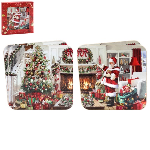 Santa Christmas Coasters Set of 4