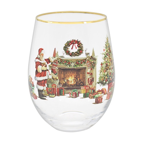Santa Stemless Gin Glass Tumbler Gift Boxed Festive Christmas