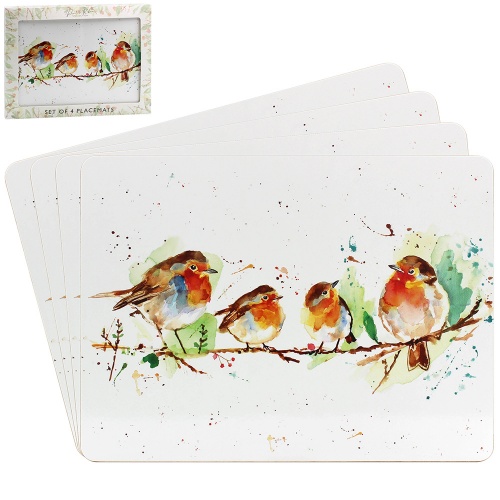 Winter Robin Christmas Placemats Set of 4 Dining Table Place Mats