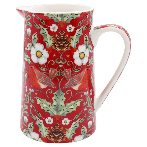 Christmas Berry Thief Fine China Milk Cream Jug Gift Boxed