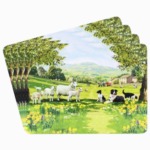 Border Collie and Sheep Set Of 4 Placemats