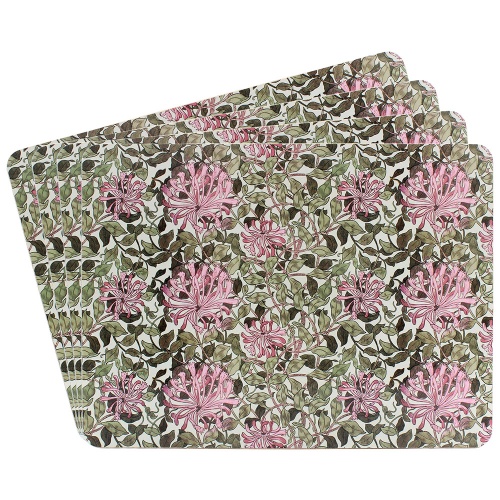 William Morris Honeysuckle Pink Floral Set Of 4 Placemats