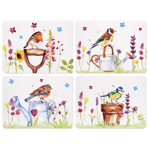 British Garden Birds Set Of 4 Placemats Goldfinch Chaffinch Blue Tit Robin