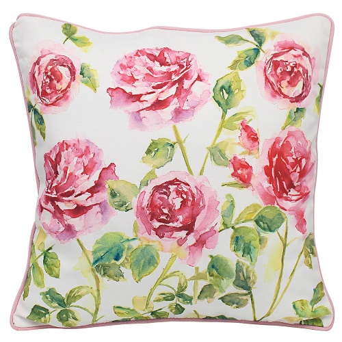 Rose Garden Cushion Pink Floral Rose Design Pre-Filled Cushion Pillow
