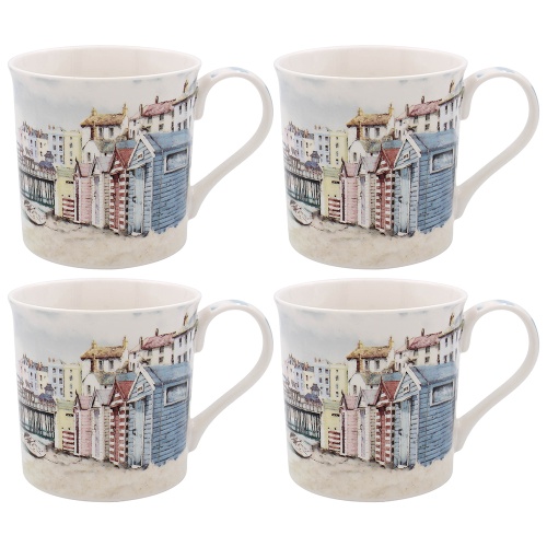 Sandy Bay Set of 4 Mugs Gift Boxed Beach Seaside Nautical