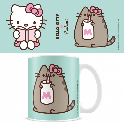 Pusheen x Hello Kitty A Good Book & A Glass Of Milk Ceramic Mug Tea Coffee Cup