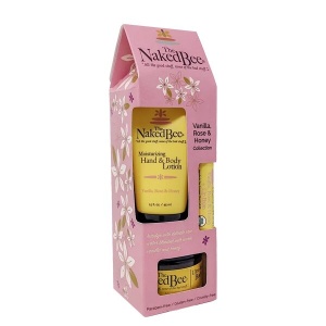 The Naked Bee -Vanilla Rose Honey Gift Set Collection - Body Butter, Lotion Lip Balm