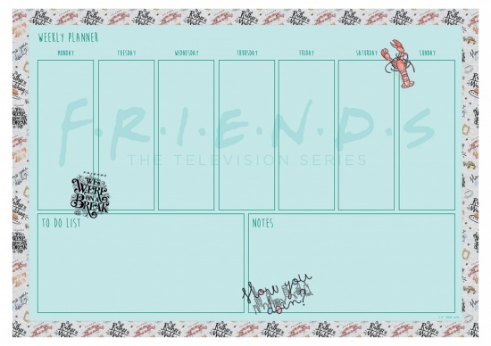 Friends A4 Weekly Calendar Planner Desk Organiser Pad