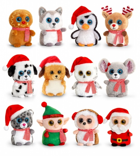 Keel Toys Mini Motsu Christmas 10cm Plush Beanie Soft Toy 12 designs - 1 x Random design selected