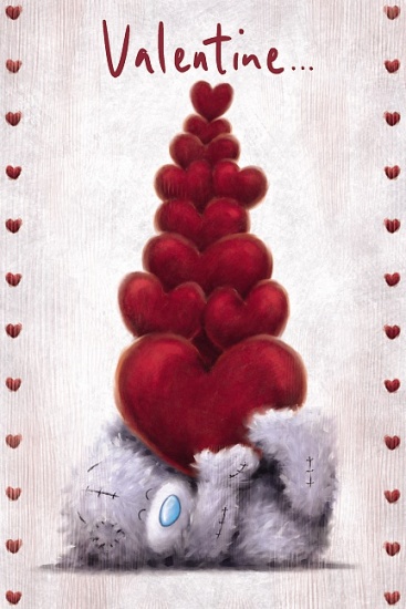 Me to You Tatty Teddy - Stack of Hearts Softly Drawn Valentines Day Card