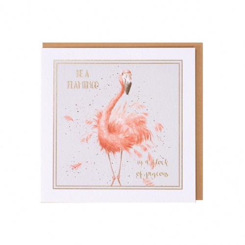 Wrendale Designs Be a Flamingo in a Flock Pigeons Greeting Card