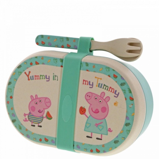 Peppa Pig Organic Bamboo Snack Box with Cutlery Set - threelittlebears ...