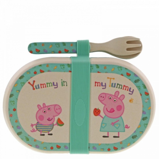 Peppa Pig Organic Bamboo Snack Box with Cutlery Set