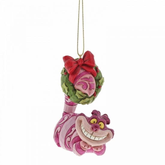 Disney Traditions Cheshire Cat with Wreath Christmas Hanging Figurine