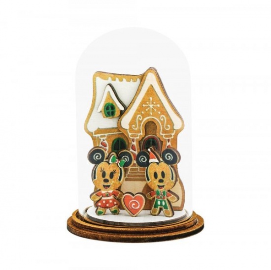 Home for Christmas Mickey and Minnie with Gingerbread House Eco-friendly Glass Dome