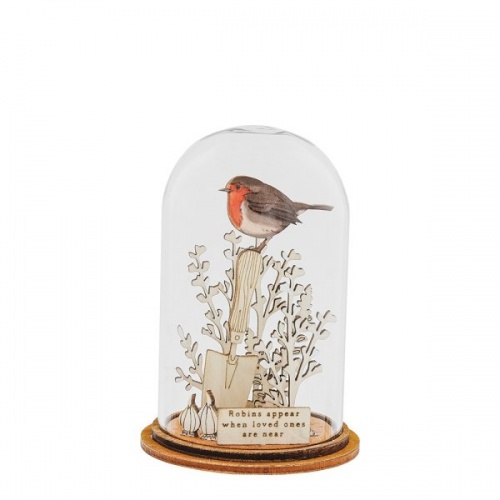Robins appear when loved ones are near Eco-friendly Glass Dome Figurine