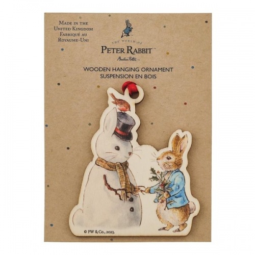 Beatrix Potter Peter Rabbit and Snow Rabbit Wooden Hanging Ornament