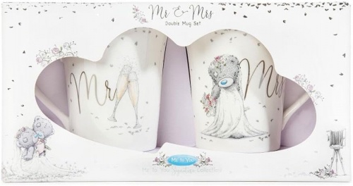 Me to You Tatty Teddy Mr & Mrs Double Mug Gift Wedding Set Gift Boxed