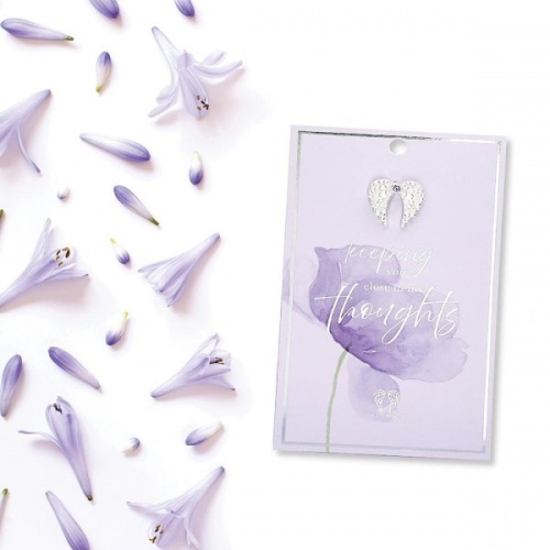Keeping you in my Close Thoughts Angel Wings Pin Badge and Card