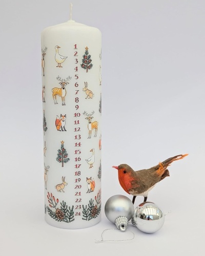 Alison Gardiner Winter Birds Wax Kerstmis Advent Pijler Kaarsen 50 Uren Brandtijd 4,5 cm x 25,5 cm