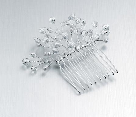 Clear Glass Bead & Pearl Spray Hair Comb