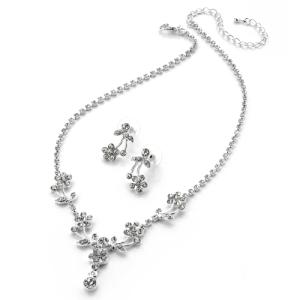 Diamante Flower Necklace & Earrings Set