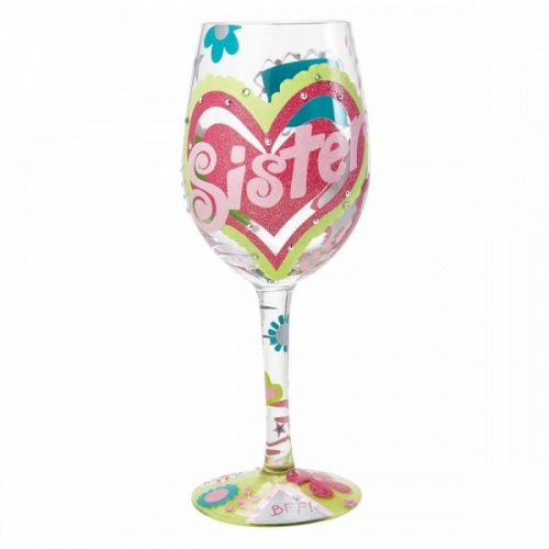 Lolita Sister...My BFF Wine Glass Hand Painted Gift Boxed