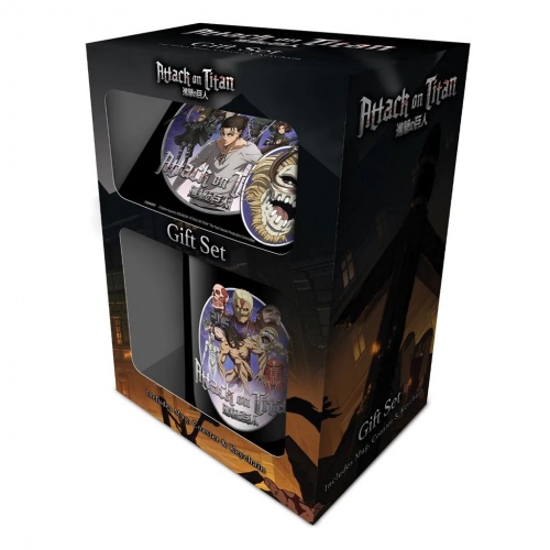 Attack On Titan Mug Coaster and Keyring Gift Set