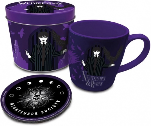 Wednesday Addams Nightshades & Ravens Mug Coaster & Tin Gift Set