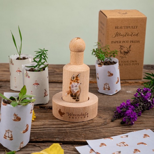 Wrendale Designs Born to be Wild Foxes Paper Pot Press Gardening Gift