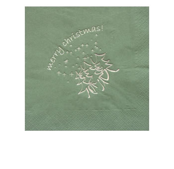 Green Dinner Napkins - Merry Christmas