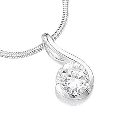 Sterling Silver & Cubic Zirconia Swirl Pendant on a 16'' Chain
