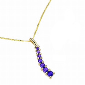 9ct yellow gold Amethyst Wave Pendant and 18inch Chain