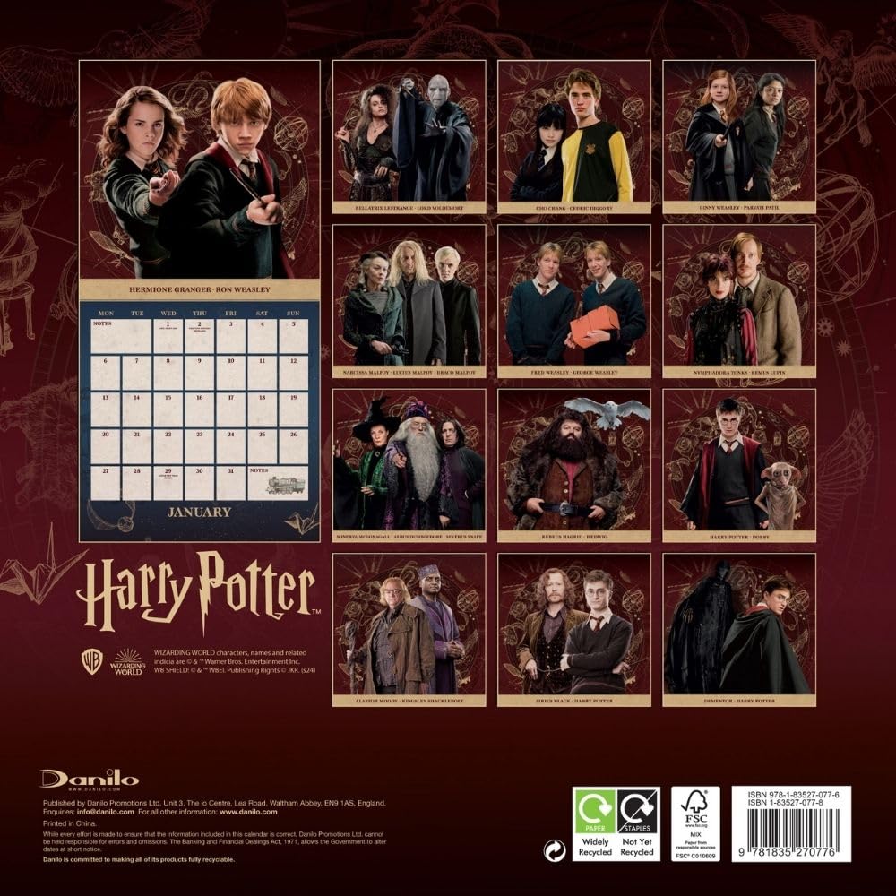 Harry Potter 2025 Wall Calendar threelittlebears.co.uk