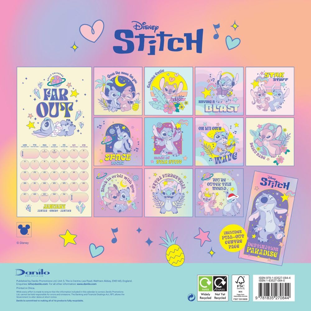 Lilo & Stitch Official 2025 Calendar Disney Officially Licensed threelittlebears.co.uk