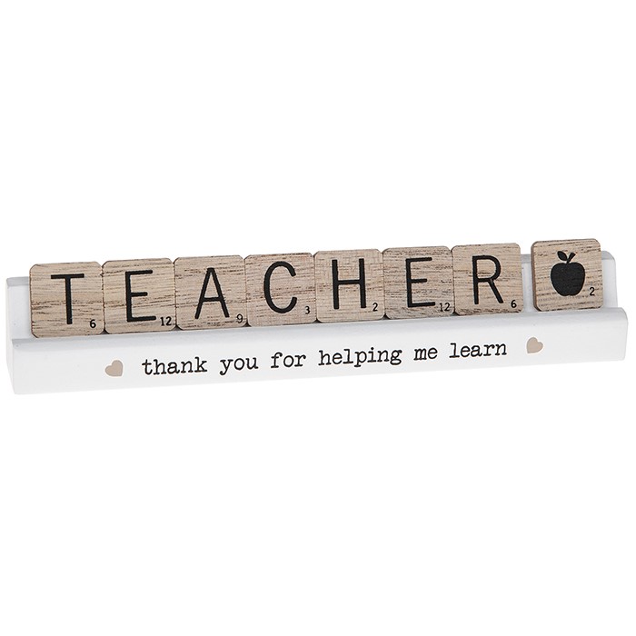 Scrabble Sentiments Teacher Thank You Wooden Scrabble Table Plaque
