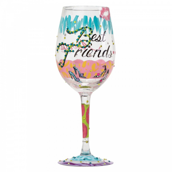 Lolita Hand Painted Best Friends Always Wine Glass Gift Boxed