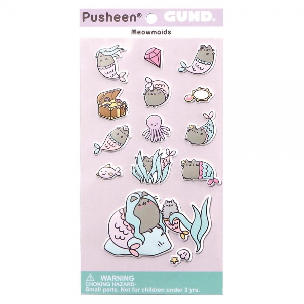 Pusheen the Cat Mermaid Stickers Sheet - adorable bubble puffy pastel stickers