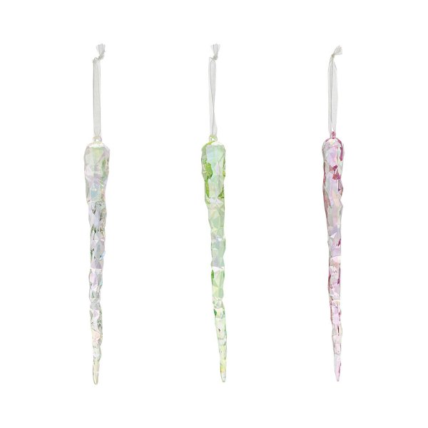 Pearlised Icicles Hanging Ornaments Acrylic Ornament 3 Colours Pink Green Clear - Random colour sent