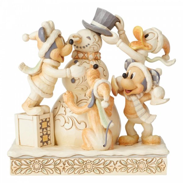 Disney Traditions Frosty Friendship White Woodland Mickey and Friends figurine
